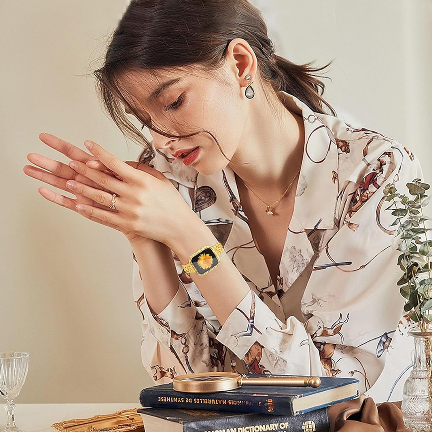 Mesime Compatible for Apple Watch Band with Screen Protector Case, Jewelry Replacement Bands 46mm 45mm 44mm 42mm 41mm 40 mm 38mm 2 Pack Protective Cover for iWatch Series 11/10/9/8/7/6/5/4/3/2/1/SE Women - Image 4