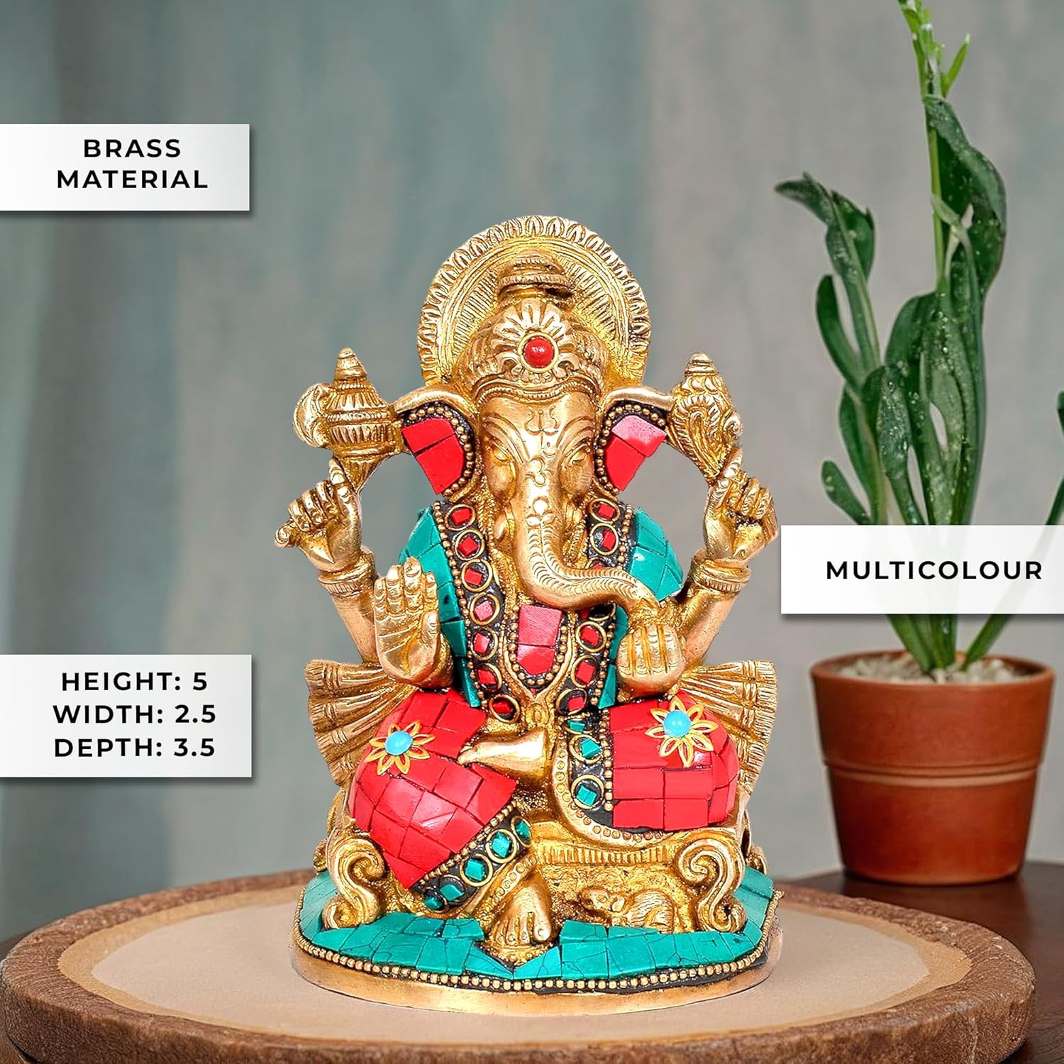 Amazon Brand - Umi Ganesha Statue,Ganpati Murti for Pooja Room & Decor Your Home, Office,Religious Idol Gift Article, Showpiece in Brass offers donot miss