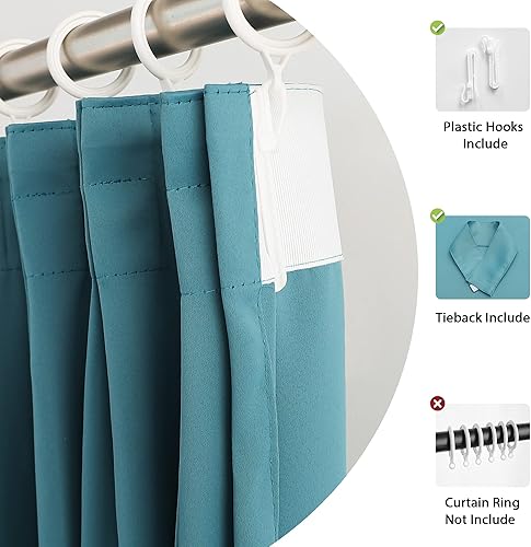 Miniatura 10 de MUMFAS Cortina plisada negra de 72 pulgadas de ancho x 84 pulgadas de largo, con aislamiento térmico y 95 % opacas, panel de cortina para puerta de