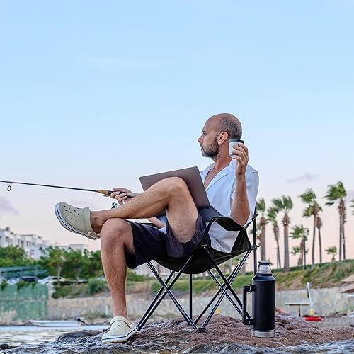 Miniatura 8 de 2 Pack Portable Camping Chairs Folding Lawn Chair Outdoor Lightweight Beach Chair with Cup Holder & Carry Bag for Outside Sports, Fishing, Hiking,