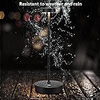 Vista 2 de Cordless Table Lamp，6000mAh Rechargeable Battery LED Desk Lamp, 3 Color Stepless Dimming Up,for Camping Restaurant Bedroom Bars Home Party (2 Black)