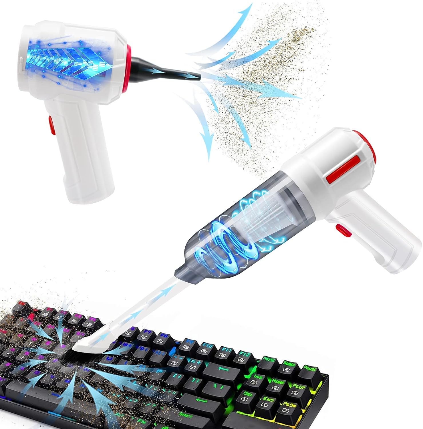 Compressed Air Duster & Mini Vacuum Keyboard Cleaner 3-in-1, New Generation Canned Air Spray, Portable Electric Air Can, Cordless Blower Computer Cleaning Kit : Electronics