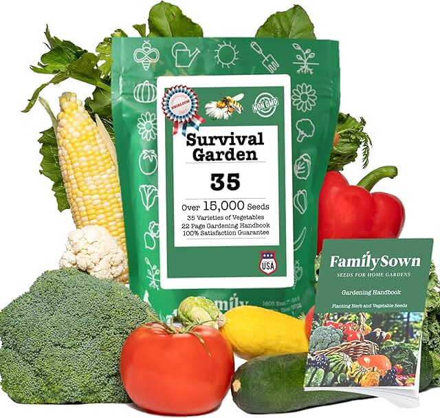 Survival Seeds by Family Sown – 15,000 Non GMO Heirloom Seeds, Naturally Grown Herb Seeds & Seeds for Planting Vegetables ...
