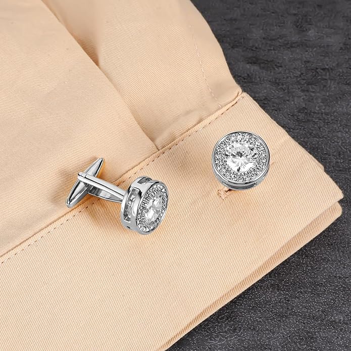 Mancornas ElevateTech Plateadas con Cristal para Hombre miniatura 6