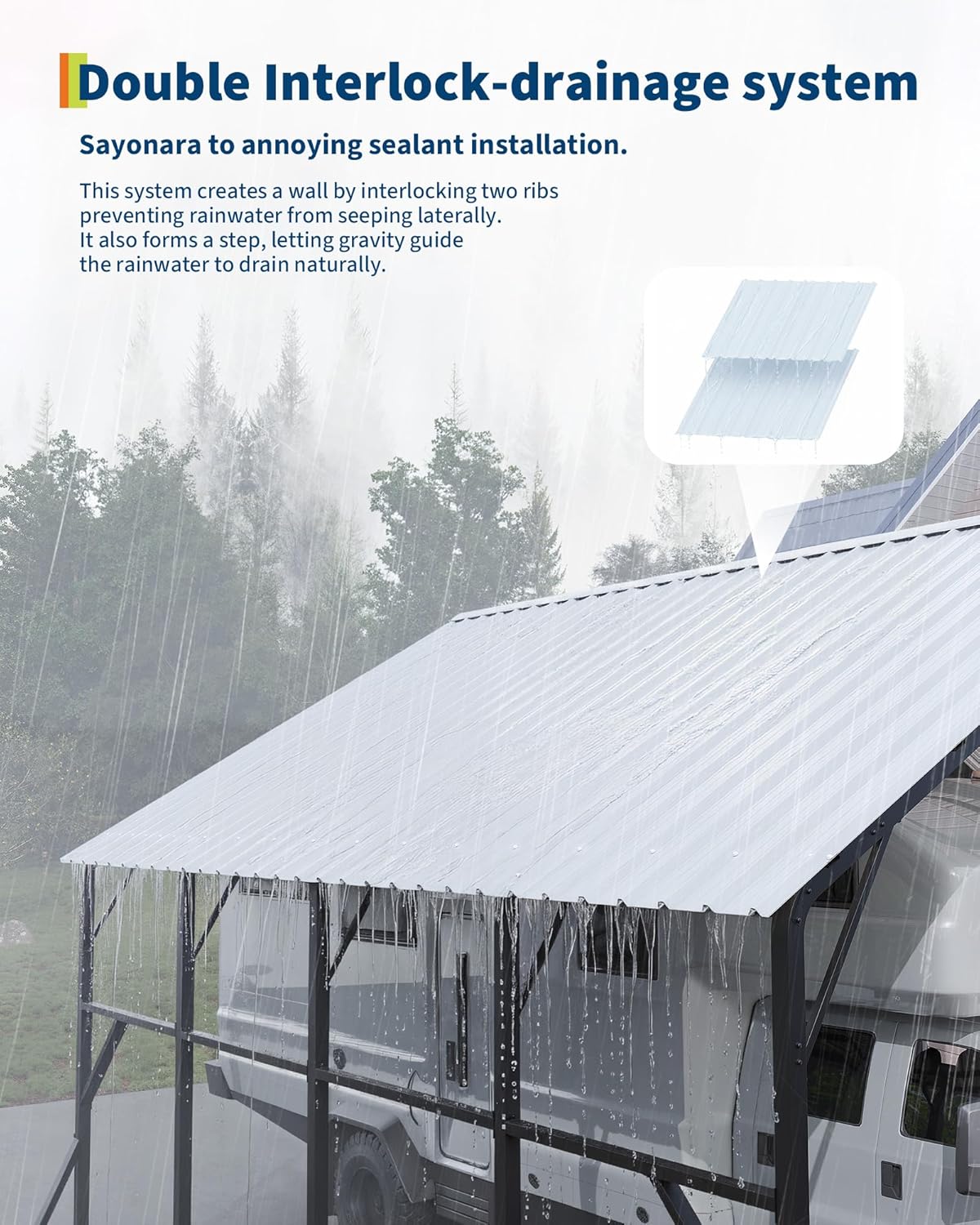 Garvee 20x20 ft Metal Carport Kit, 120° Steep-Pitch Vertical Roof for Snow Shedding, 173" High-Clearance RV & Tractor Shelter, Heavy-Duty 2 Cars Car Port with Reinforced Frame