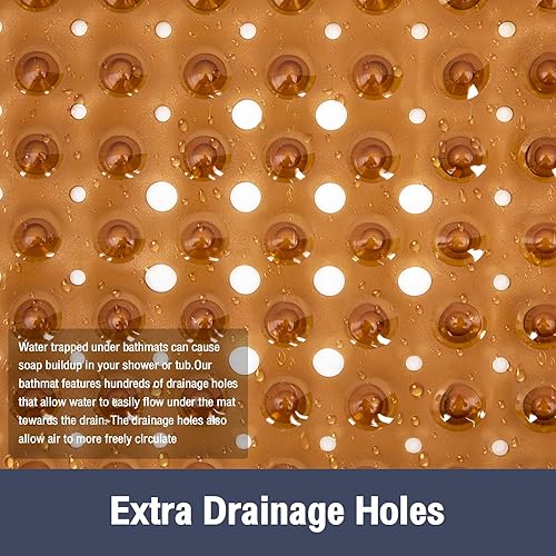 Miniatura 5 de Tapete para bañera antideslizante, extra largo para bañera de 40 x 16 pulgadas, grandes ventosas y agujeros de drenaje, tapetes de ducha para baño,