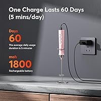 Vista 4 de MF02 - Espumador de leche recargable de mano con batidor de acero inoxidable para capuchino, café con leche, café a prueba de balas, dieta Keto