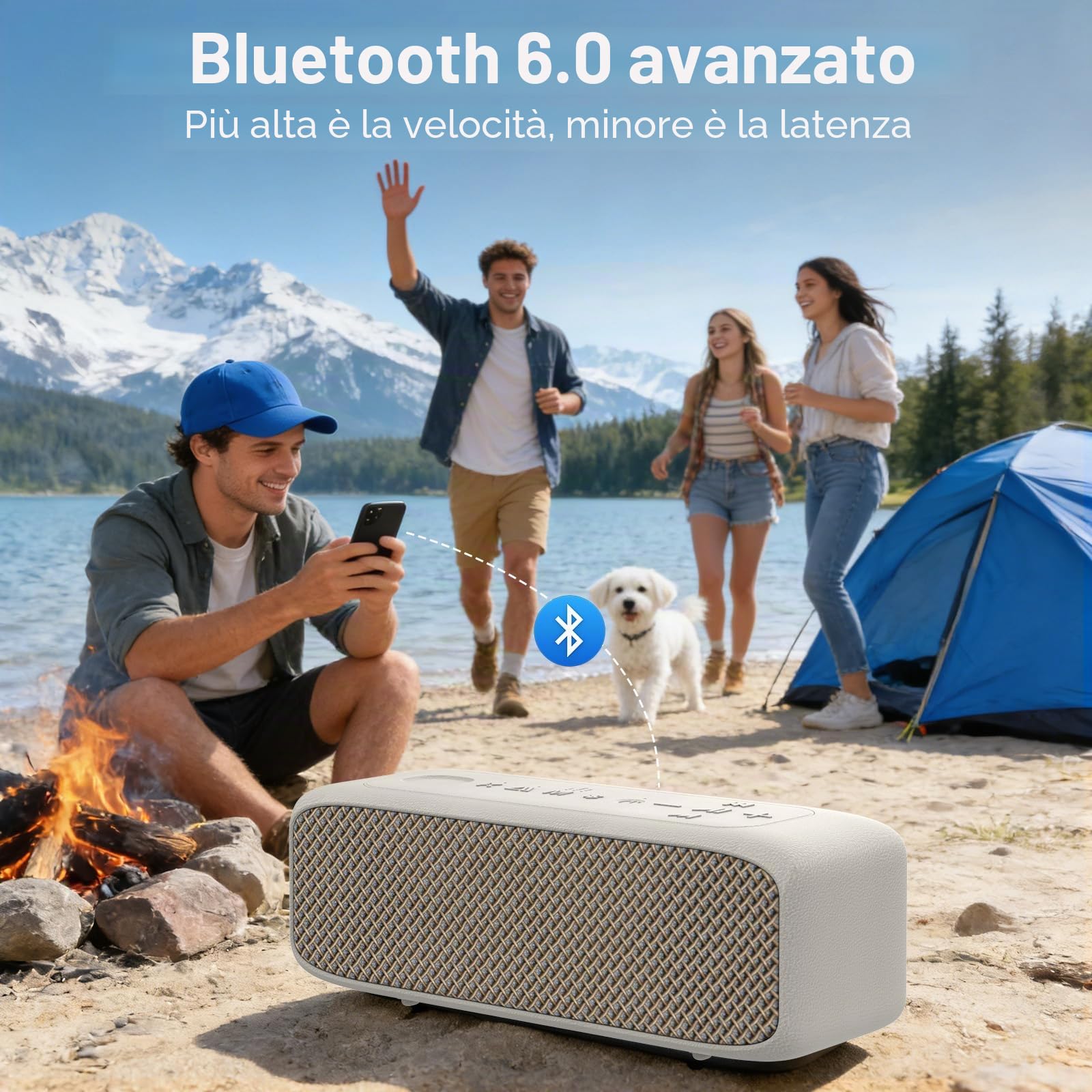 NOBIS Cassa Bluetooth 20W, Speaker Bluetooth Portatile Impermeabile IP68, Bluetooth 6.0, 24h di riproduzione, Supporto Assistente Vocale, TWS Stereo, Slot TF & AUX, per Casa e Esterno