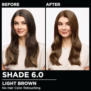 Garnier Olia Hair Color, Ammonia-Free Permanent Hair Dye, Oil-Powered Formula for 100% Gray Coverage and 3x Shinier Hair, Vegan & Cruelty Free, 6.0 Light Brown, 1 Count
