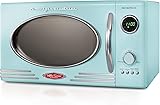 Nostalgia Retro Countertop Microwave Oven - Large 800-Watt - 0.9 cu ft - 12 Pre-Programmed Cooking Settings - Digital Clock - Kitchen Appliances - Aqua Retro Classic 0.9 Cu. Ft. Teal