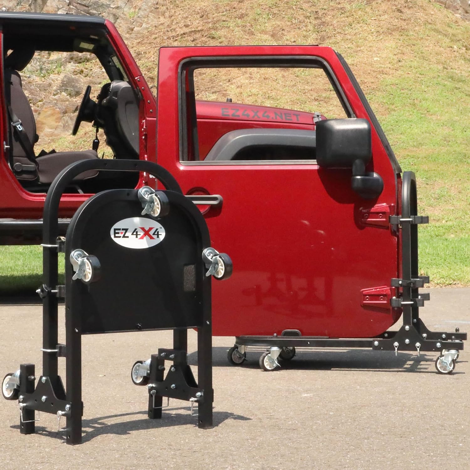EZ4X4 2-Door Black Rolling Storage Cart Foldable Rack fits TJ JK JL Patented