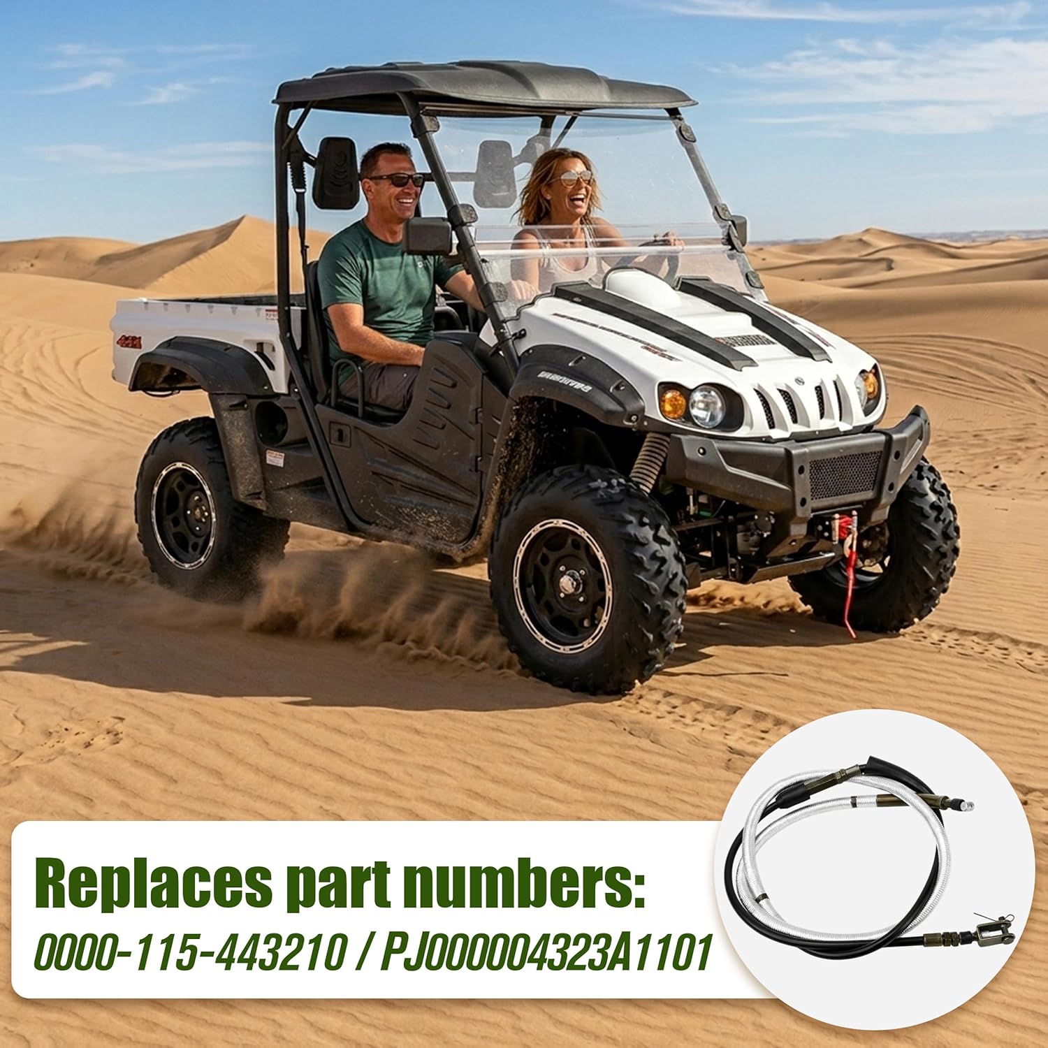 65 Inch Parking Brake Cable Line Compatible with Hisun UTV 500 550 700CC HS700 MSU Massimo YS Bucket BENNCHE, Q-Link, Big Muddy, Cub Cadet Seat, Replacement Parts for 443210-115-0000 PJ000004323A1101