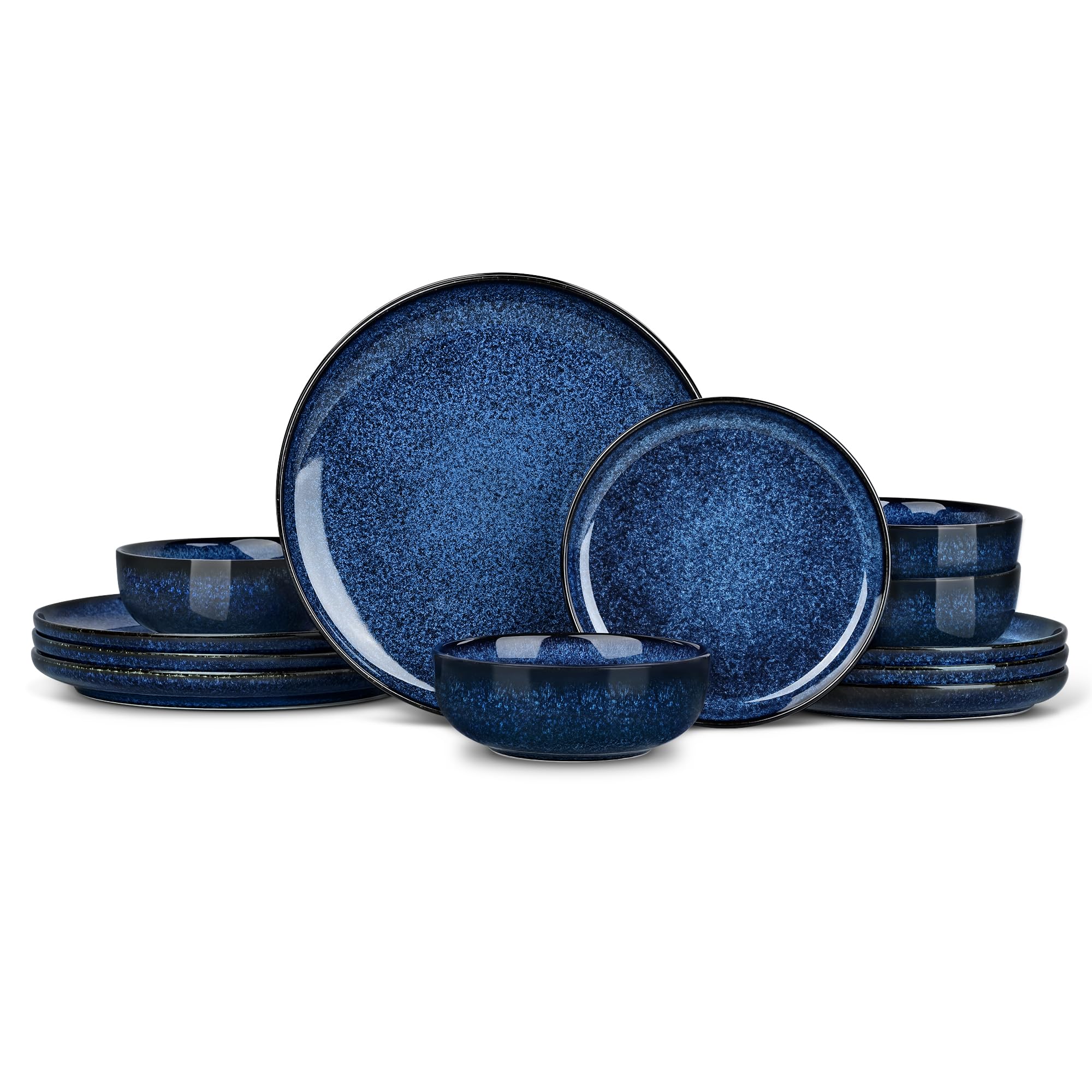 Amazon.com | Ollieroo 12 Pcs Porcelain Dinnerware Sets for 4, Blue