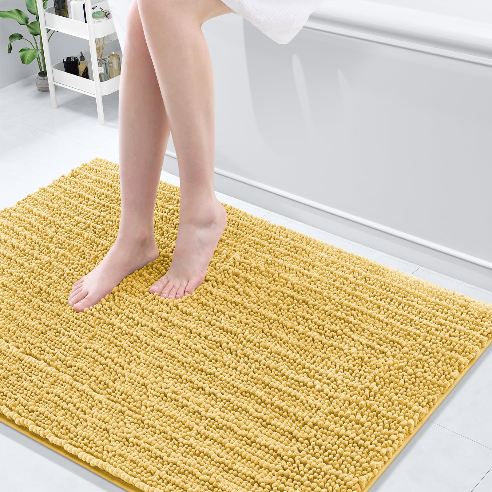 Arotive Luxury Bathroom Rugs 47x32, Extra Soft Thick Absorbent Shaggy Chenille Bath Rugs, Non-Slip Machine Wash Dry, Bath Mats for Bathroom Floor, Tub