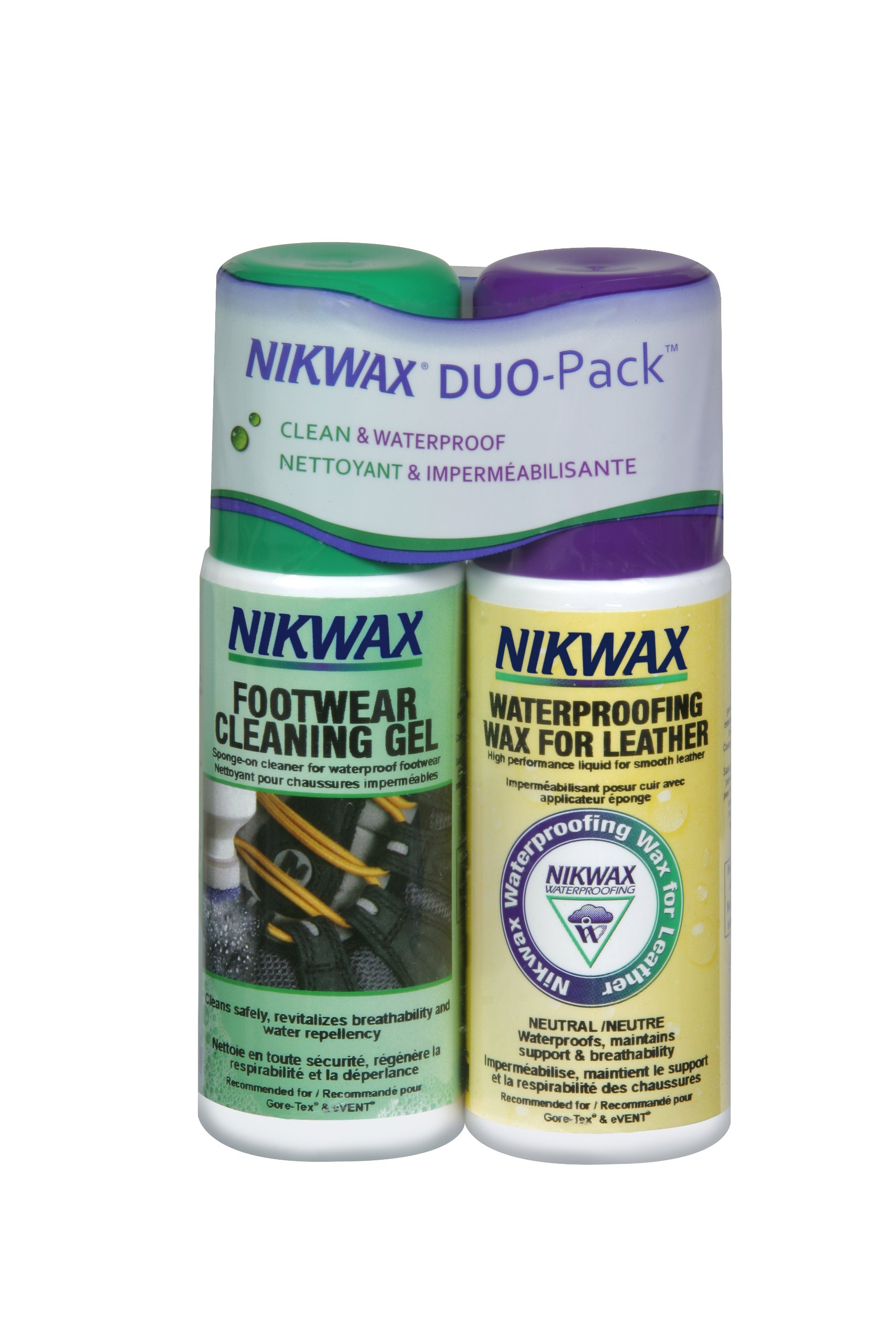 NikwaxLeather Footwear Cleaning and Waterproofing DUO Pack, Cleans & Waterproofs, Restores DWR Water Repellency, Shoe Care, Boot & Footwear Cleaner, Rain Protection, Safe for Gore-Tex
