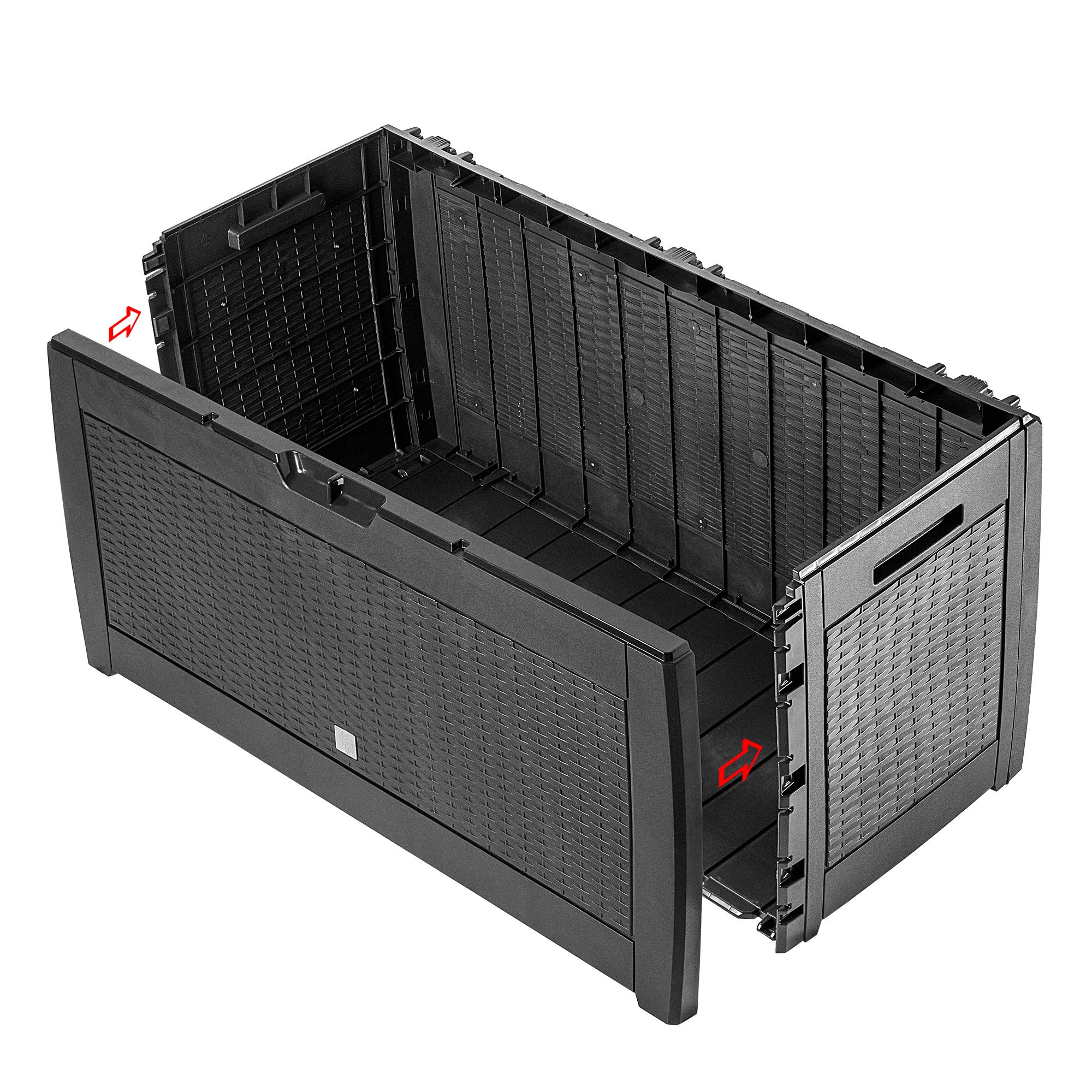 KADAX Skrzynia ogrodowa 310 l, 119x48x60 cm, antracyt, odporna na pogodę, na poduszki, zabawki i podkładki na siedziska, porządek na tarasie i w ogrodzie