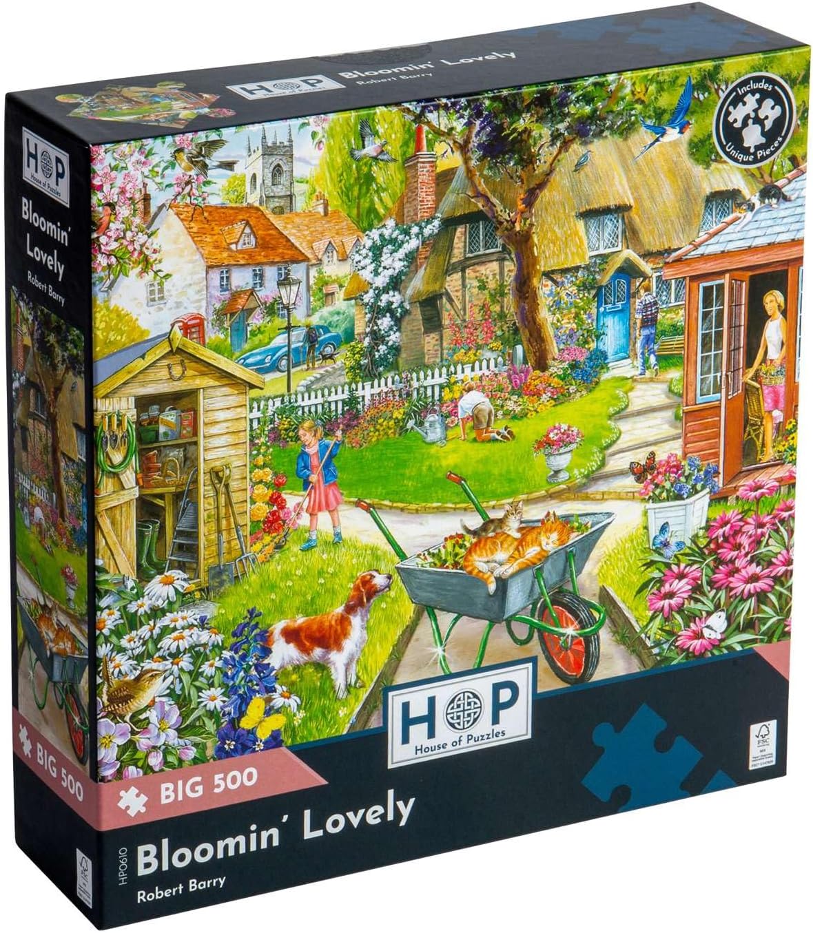 The House of Puzzles - Bloomin' Lovely Jigsaw - Big 500 Piece Jigsaws For Adults, Extra Large Pieces, Artist Illustrated, Scenic Landscape, Deluxe Puzzle Gifts