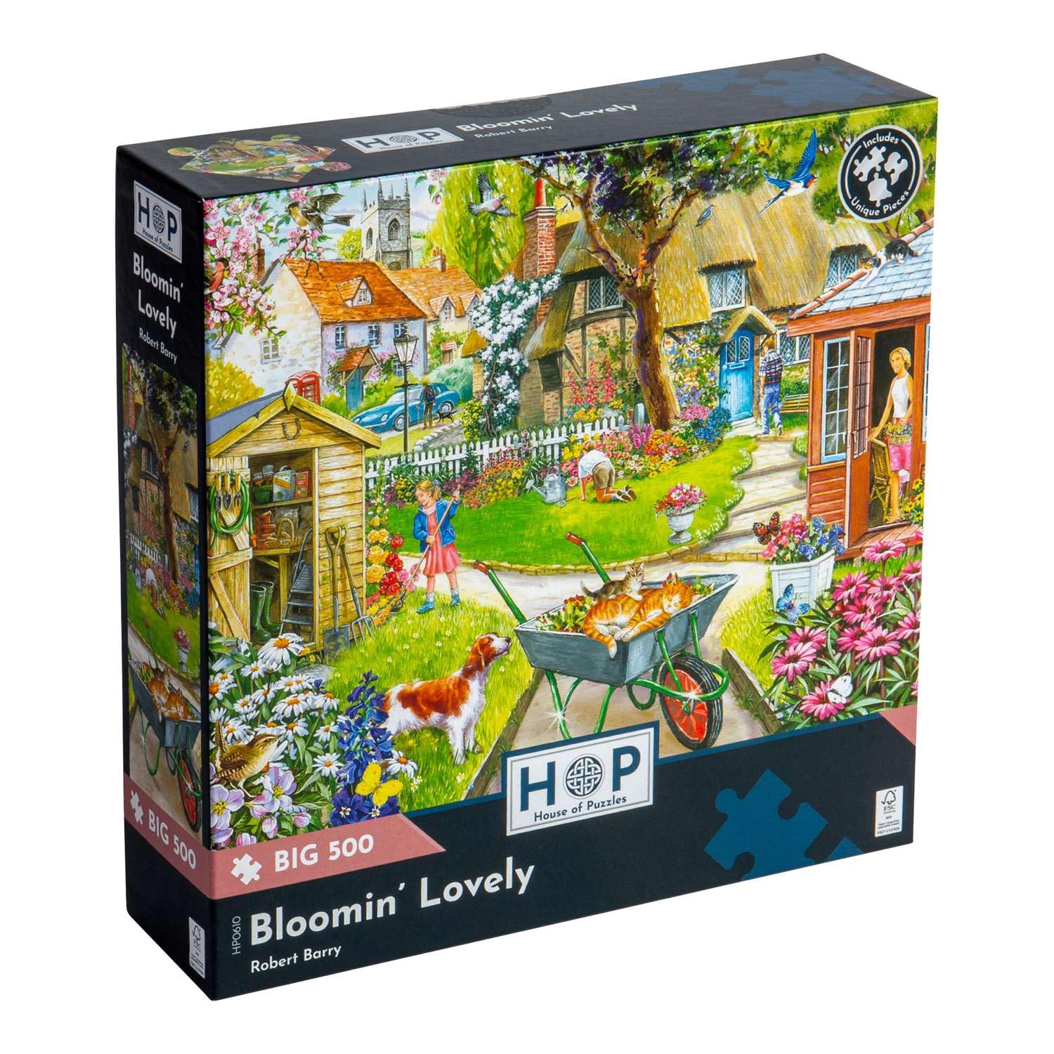 The House of Puzzles - Bloomin' Lovely Jigsaw - Big 500 Piece Jigsaws For Adults, Extra Large Pieces, Artist Illustrated, Scenic Landscape, Deluxe Puzzle Gifts