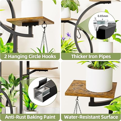 Miniatura 3 de Soporte para Plantas de Interior con Luces de Crecimiento, Estante para Plantas de Interior de 63'' de Alto, Estantes de Esquina de 7 Niveles para