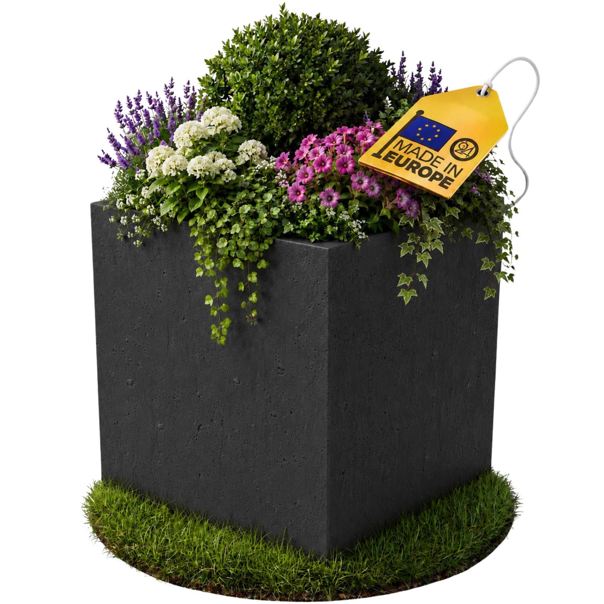 Ondis24 Pflanzkübel Blumenkübel Blumentopf Basalt 40 mit Wasserspeicher Winterfest (Anthrazit Basalt)