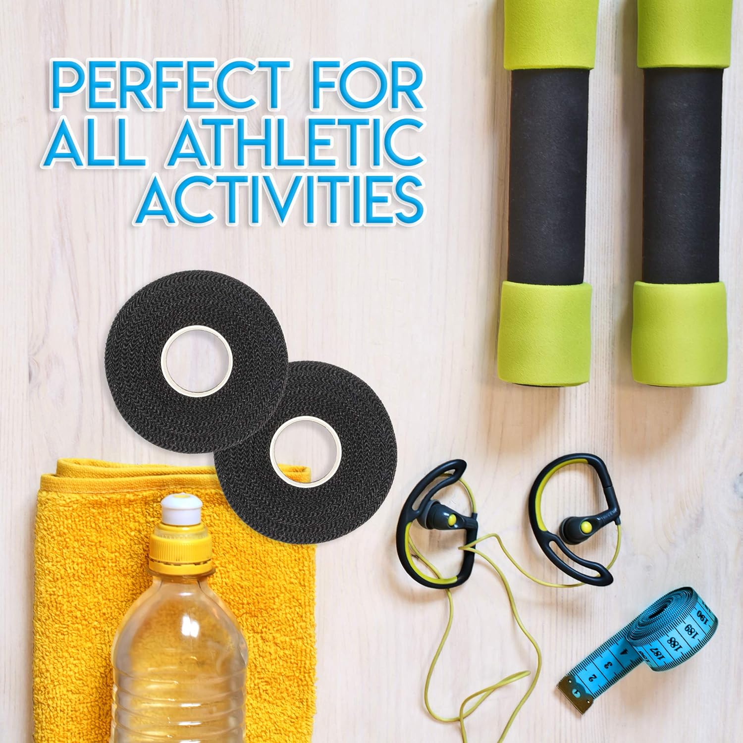 Athletic Tape or Sports Tape, Perfect for Muscle Pain Relief, 45ft Medical Tape for Shoulder, Knee, Finger, Ankle Or Use As Workout Tape, Gymnastics Tape, Soccer Tape or Other Sports (Black - 12 Pack) : Health & Household