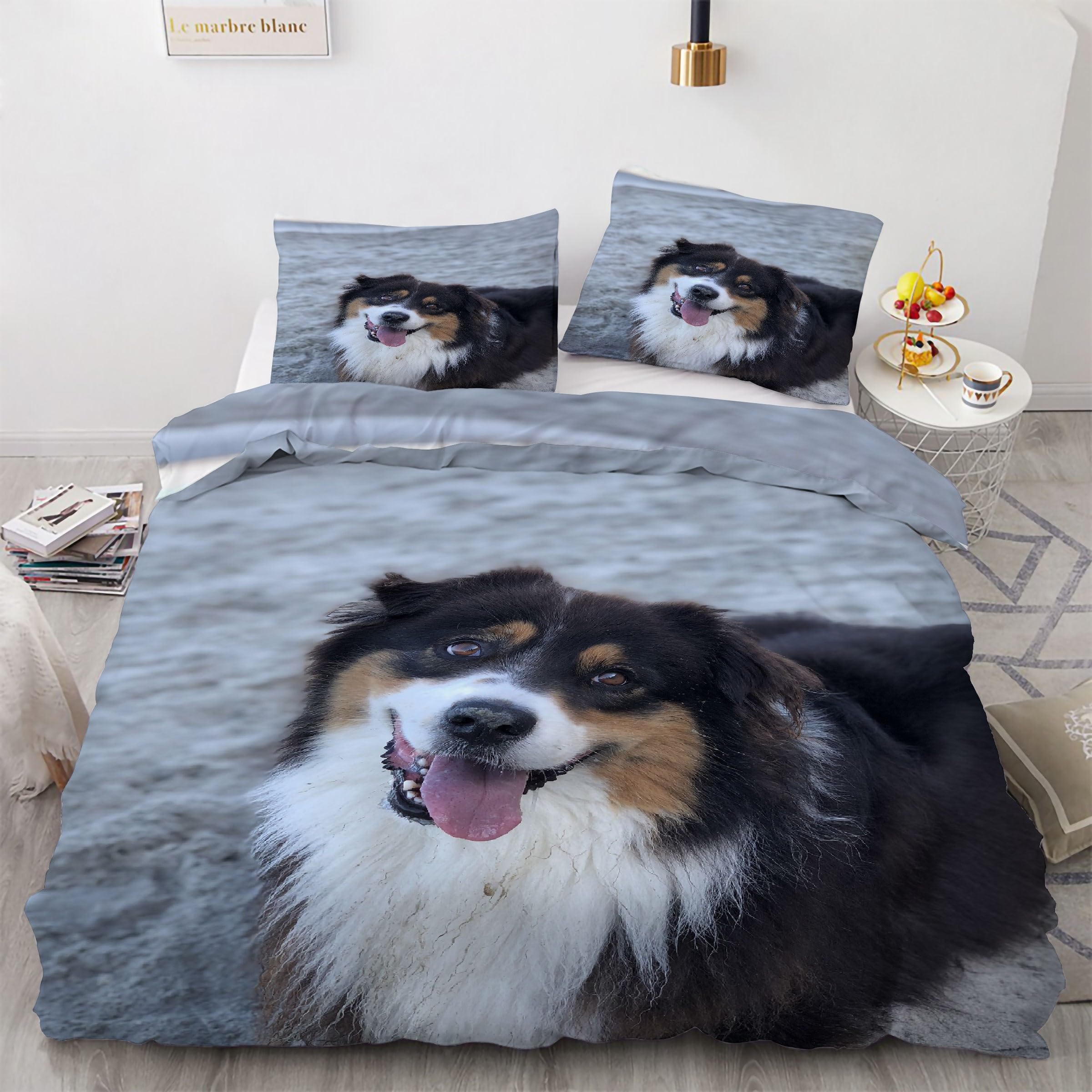 Parure de Lit Chien De Berger pour Chambre Adulte et Enfant Cosy 220x240