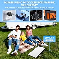 Vista 6 de Cable de alimentación Starlink Mini USB C a DC, compatible con Power Bank de 65W+ y cargador PD, Cable Starlink Mini USB tipo C a DC, 18AWG