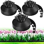 100ft,1.5in Tall Landscape Edging Kit with 150 Spikes, No-Dig Flexible Plastic Edge Border for Landscaping, Lawn, Garden, Flower Beds, Yard, Paver, Playground, Fence, Pathway, Black,3pack, 33ft Each