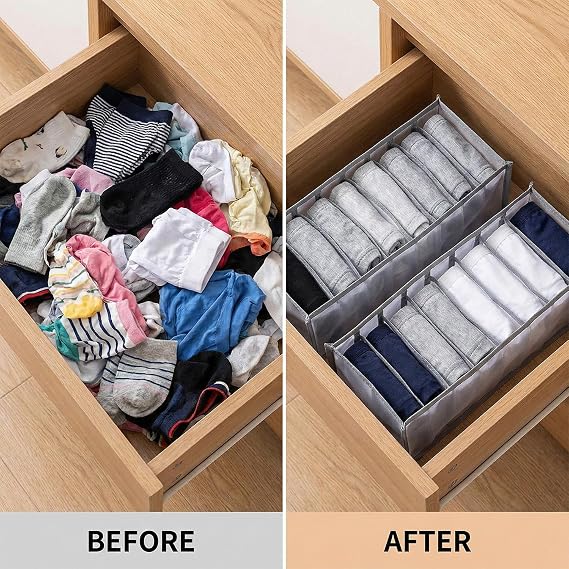 Tabanzhe Foldable Mesh Clothes Storage Boxes,11 Grids Clothes Drawer Organizer Washable Wardrobe Closet Divider for Jeans Underwear Socks Leggings Organisation(1 PCS)