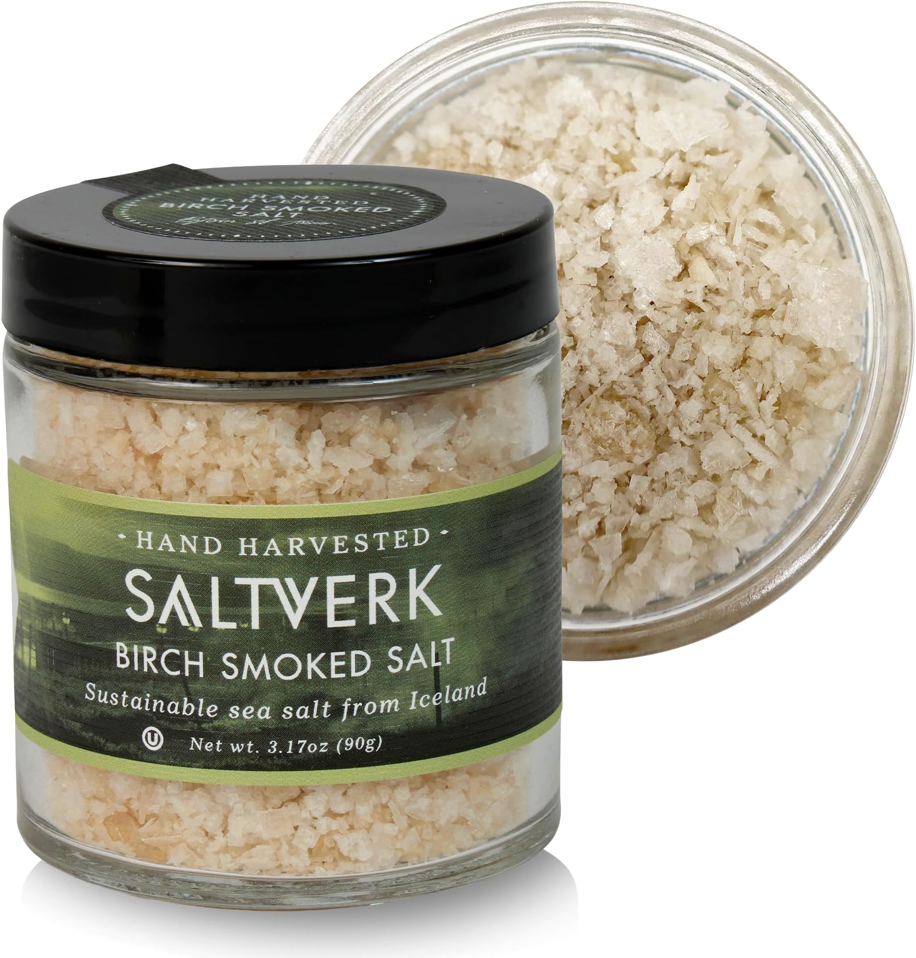 Saltverk Sea Salt - Gourmet, Icelandic, Hand Harvested and Sustainably Made - Birch Smoked 3.17 Oz