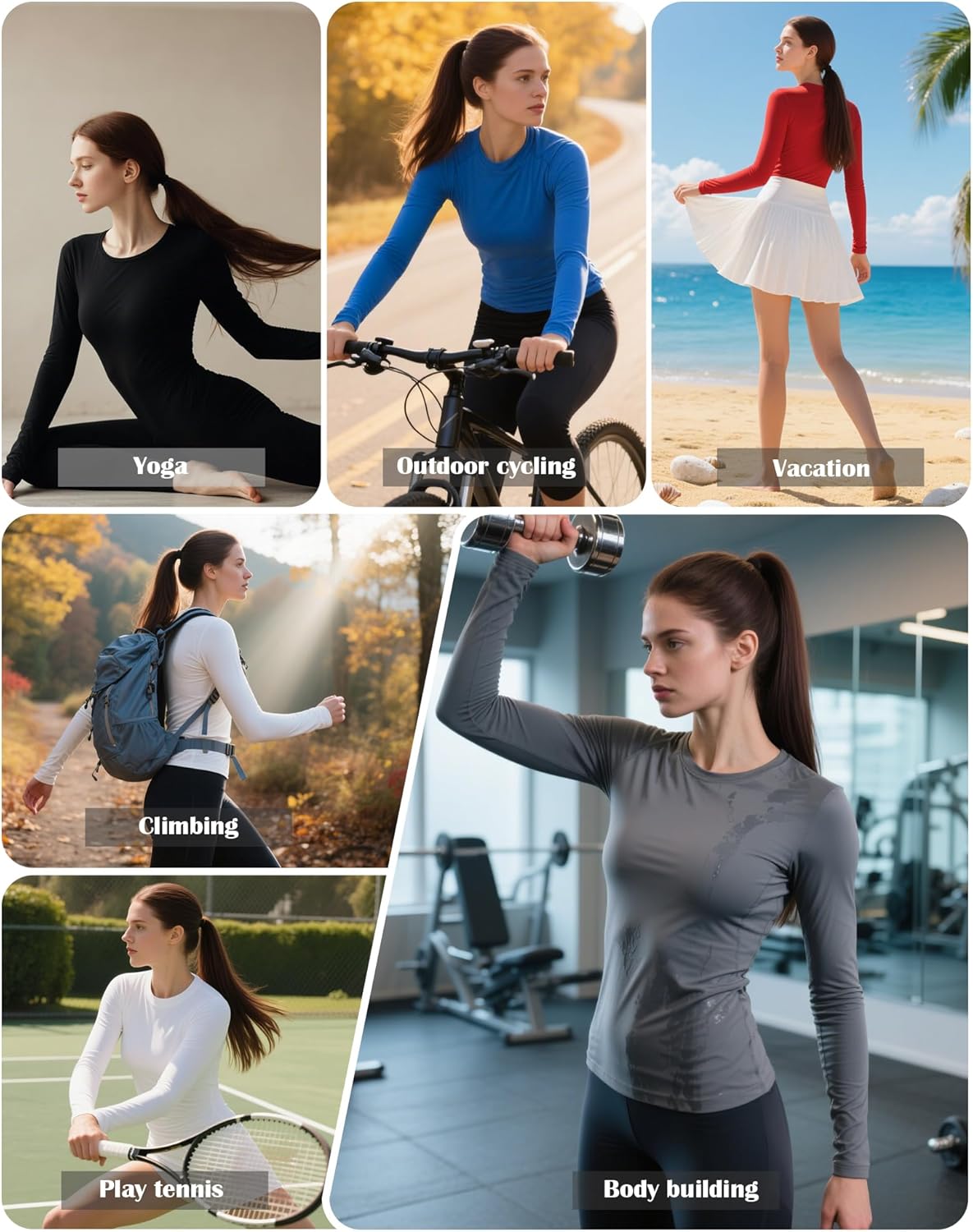 SPVISE Long Sleeve Compression Shirts for Women Workout Tops Cool Dry Breathable Yoga Running Hiking T-Shirt Fitted Basic Top - Image 2