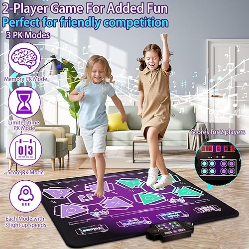 Miniatura 10 de Juguetes de tapete de baile para niños, almohadilla de baile para 1 jugador, regalos para niñas y niños pequeños de 3, 4, 5, 6, 7, 8, 9 + años de