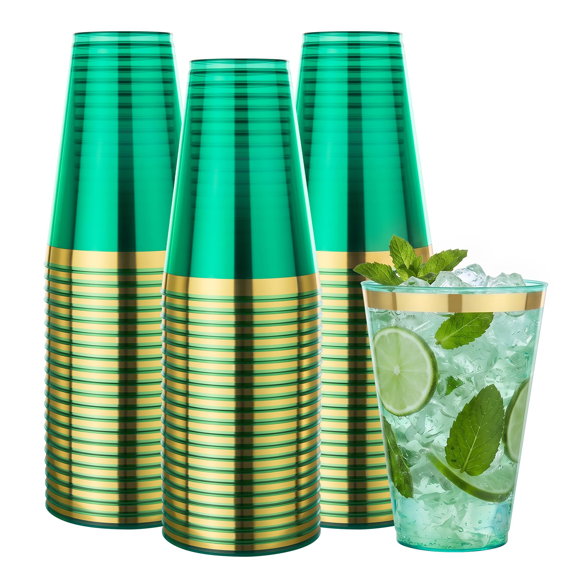 Goodluck 100PCS 9oz Gold Plastic Cups for Party, Disposable Gold Rim Cups — Amazon image 7