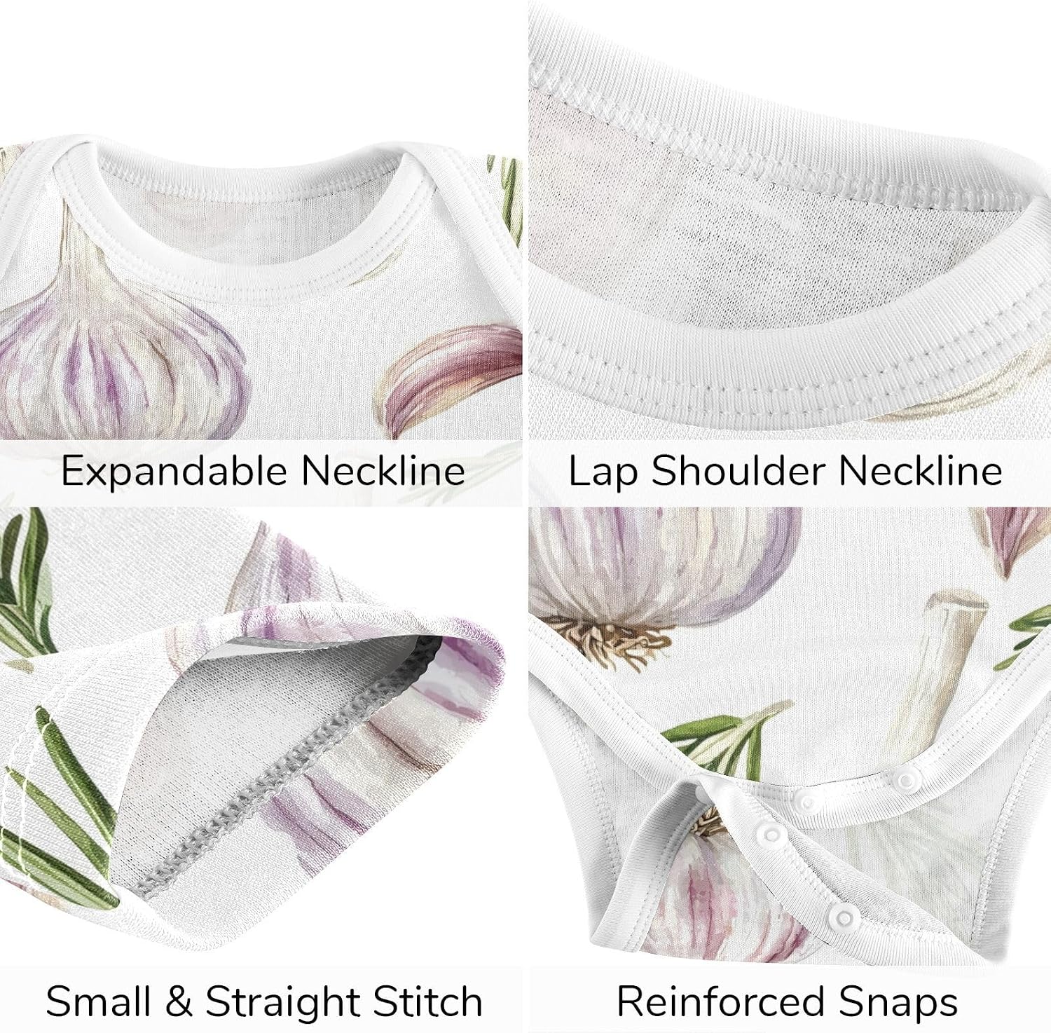 vvfelixl Baby Clothes Watercolor Fresh Garlic Baby Bodysuits Set Unisex Short Sleeve Babys Pants Sets 0-3M