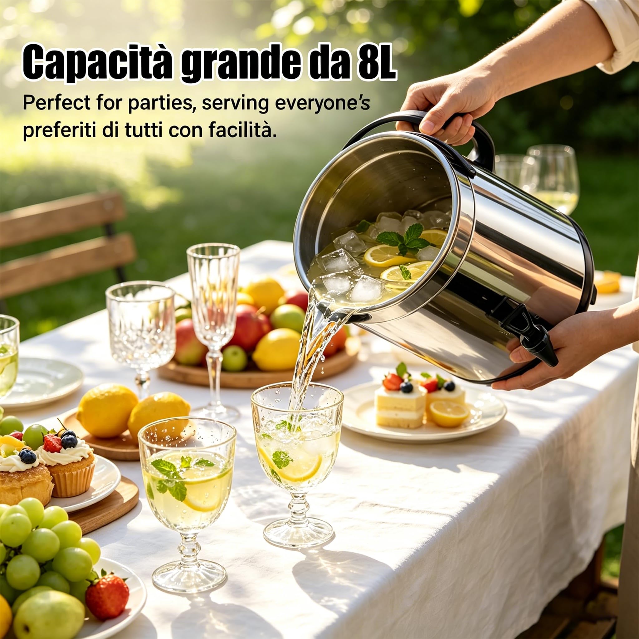 Distributore Di Bevande In Acciaio Inossidabile, Secchio Isolato 8L Per Bevande Calde E Fredde Con Rubinetto Per Tè Al Latte