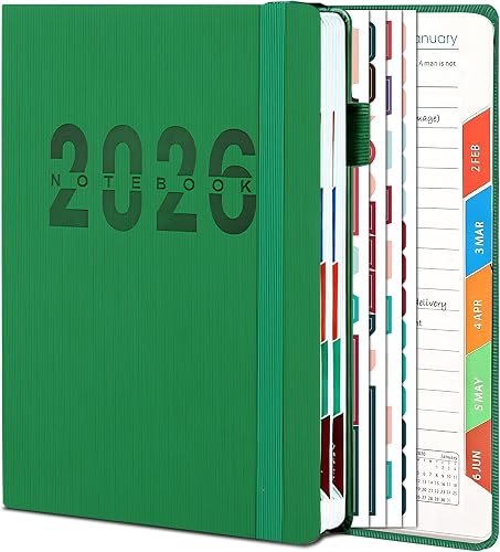 WYIPOLZI 2026 Daily Monthly Planner A5,Jan-Dec 2026 Hardcover Lay Flat Calendar 
