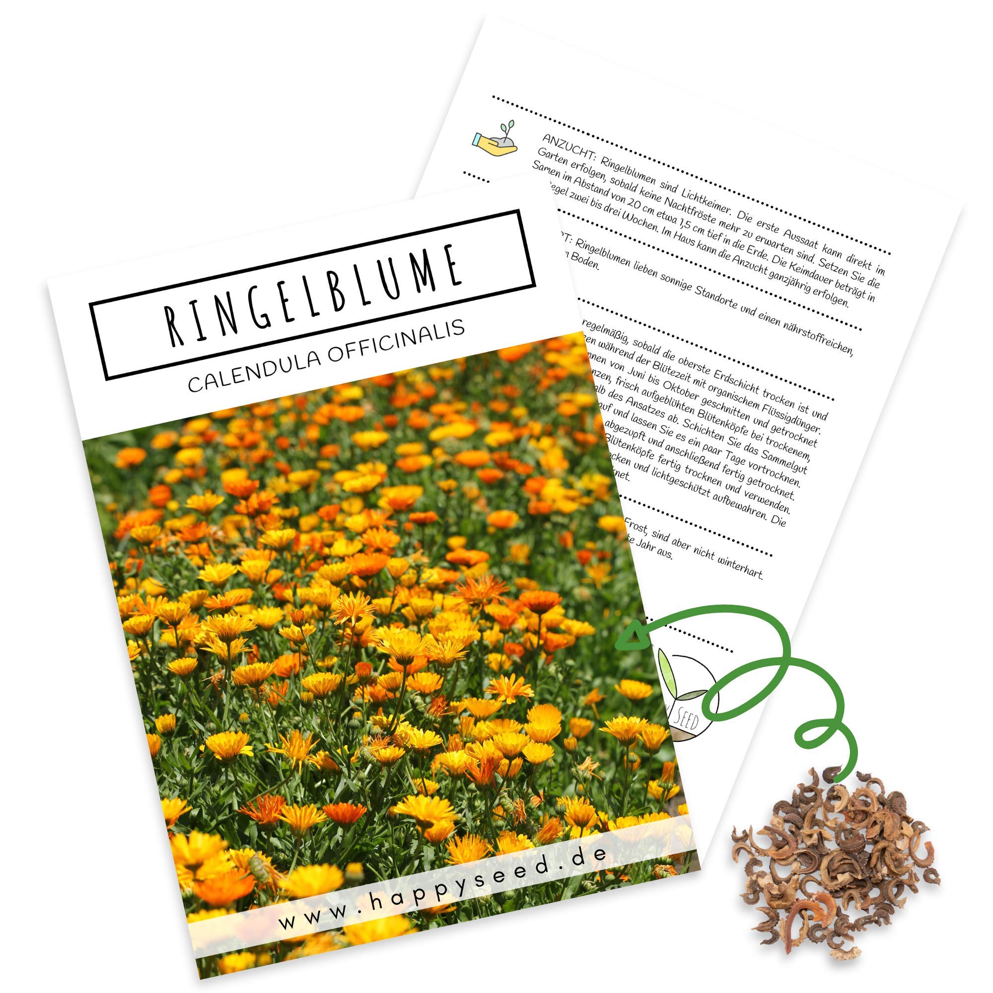 Ringelblumen Samen (Calendula Officinalis) - Vielseitige Heilpflanze mit essbaren Blüten & ideal für eine bunte Blumenwiese (Gelb/Orange)