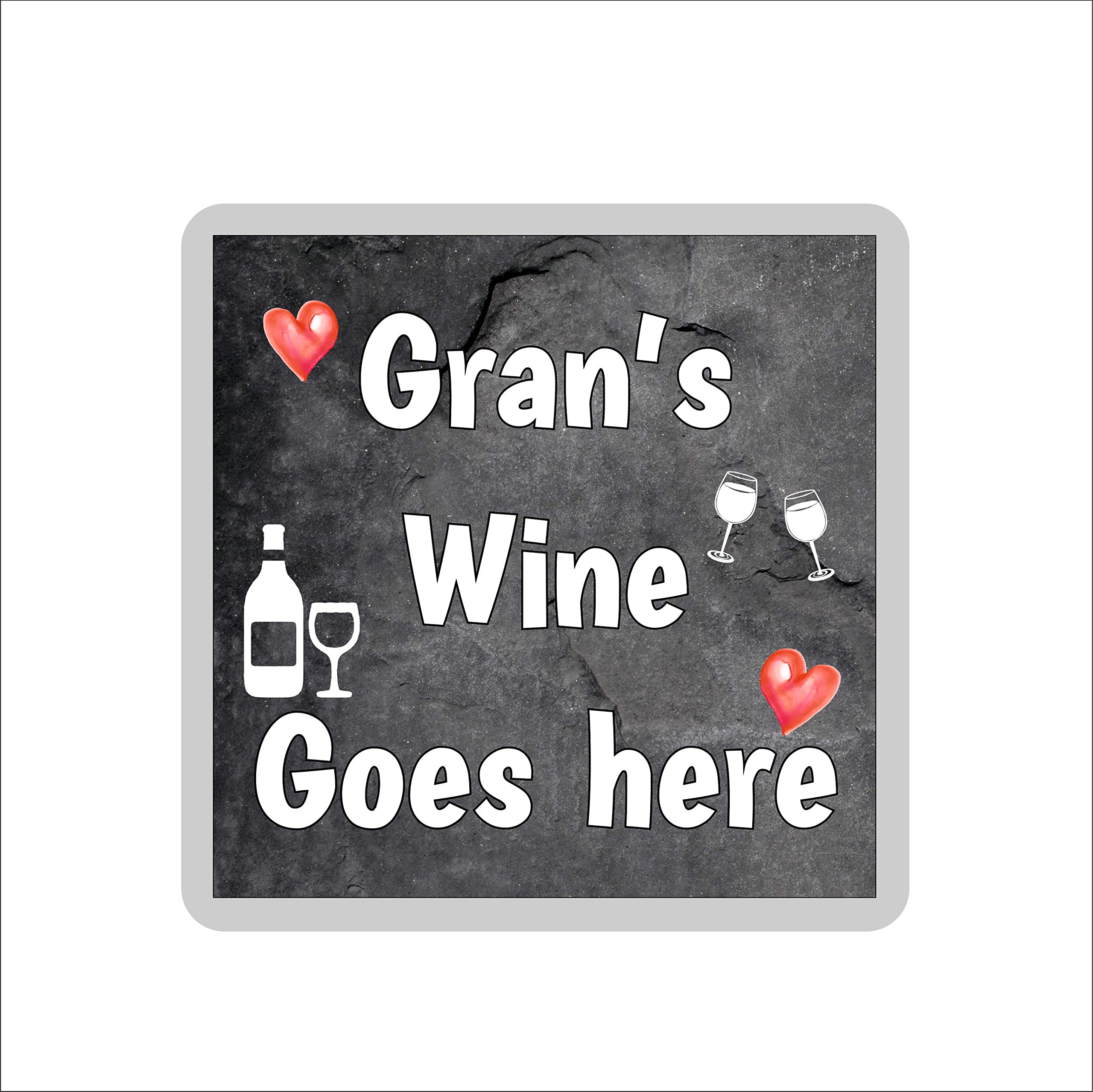 Decalarama Multicolor Gran Wine Coaster – Gran's Wine Goes Here - Novelty Gift - Fun Birthday