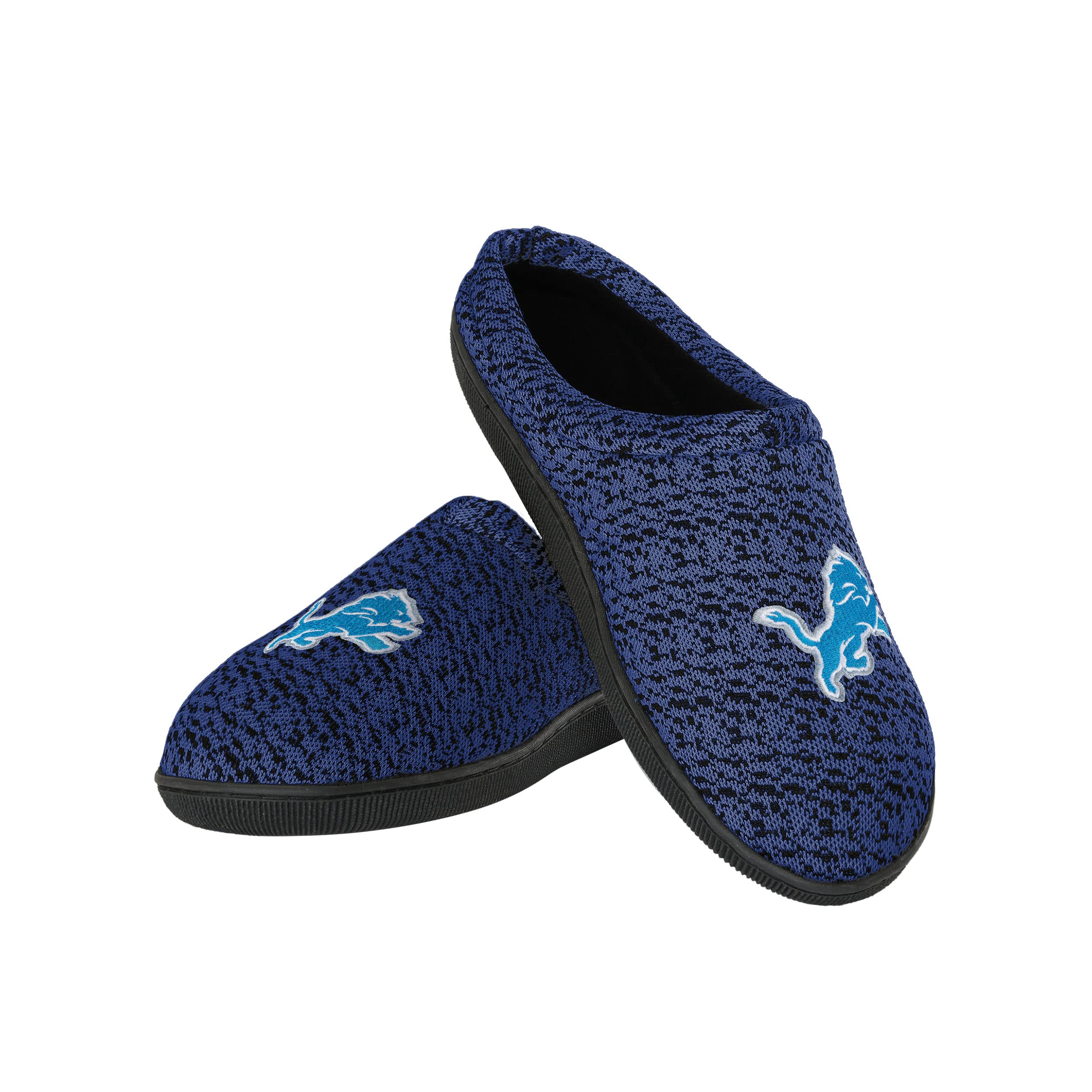 FOCO Men's NFL Logo Poly Knit Cup Sole Slippers Detroit Lions, Team Color, 9-10