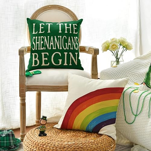 Miniatura 2 de AVOIN - Juego de 4 fundas de almohada con diseño de trébol con texto en inglés Happy St Patricks Day Saying Shamrock, 20 x 20 pulgadas, diseño de