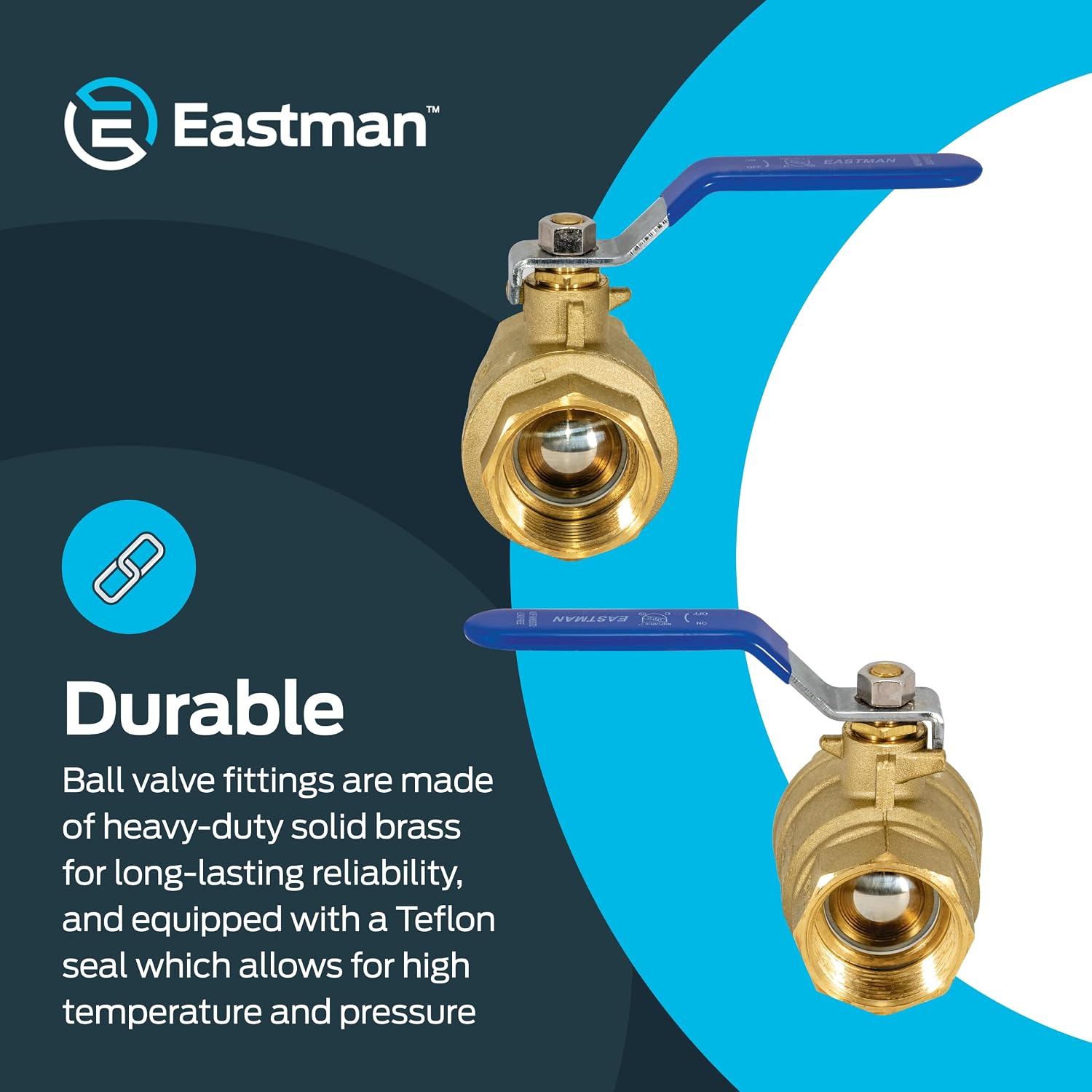 Eastman 1-1/4 Inch IPS Heavy Duty Full Port Ball Valve, Brass Plumbing Fitting, 20051LF