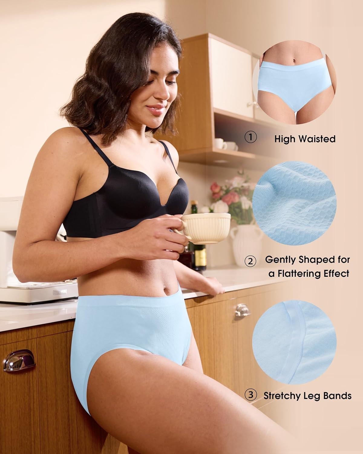 BAMBOO COOL Women's Underwear Ladies Brief Seamless Panties Moisture Wicking Stretchy Full Coverage - Image 6