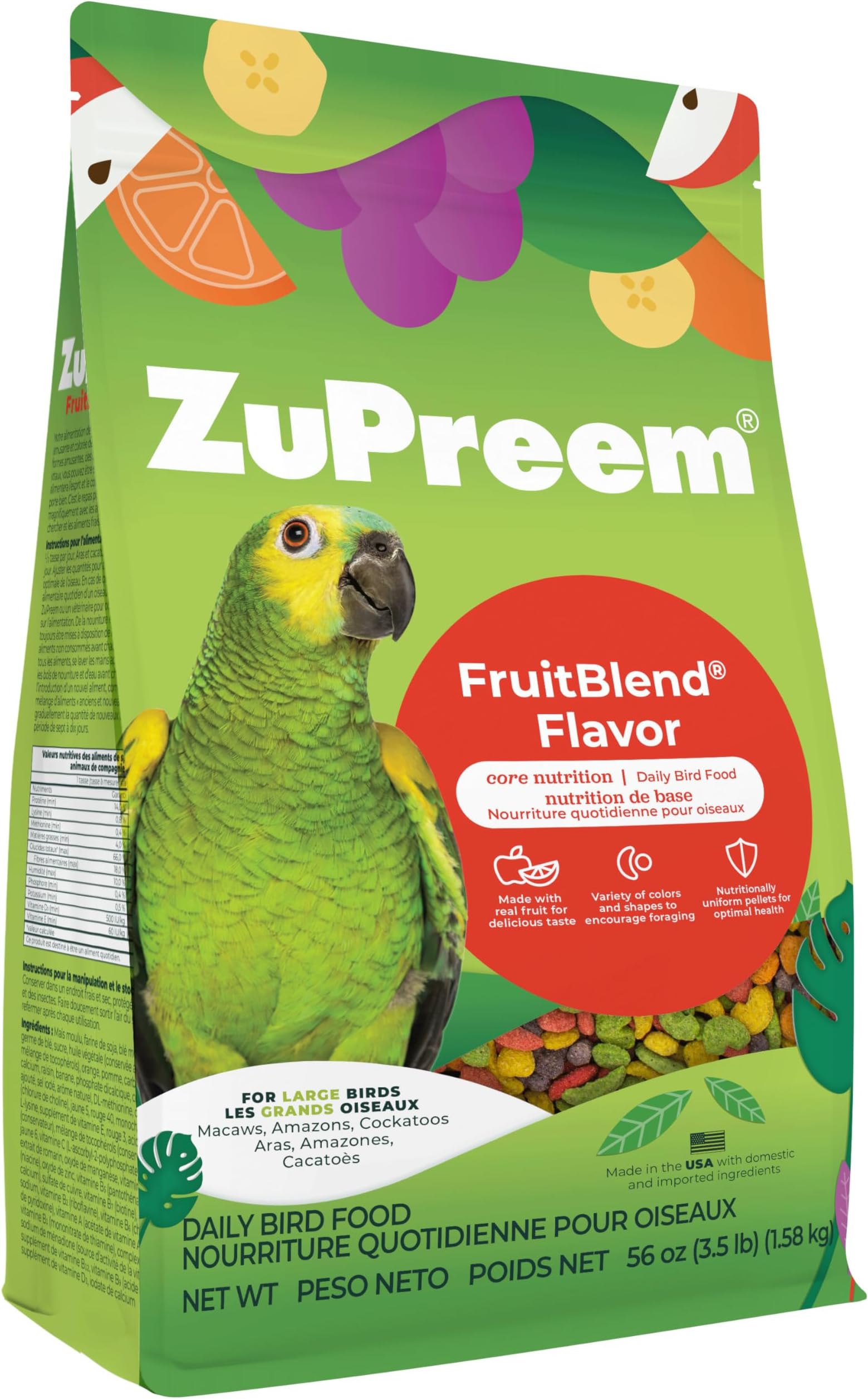 ZuPreem Fruit Blend Diet for Large Birds, 3.5-Pound
