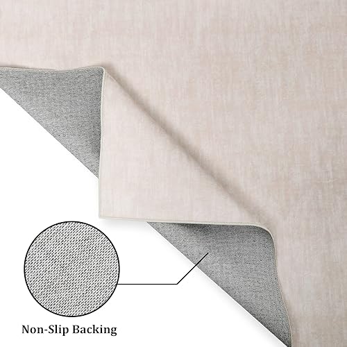 Miniatura 4 de Alfombras lavables para puerta de 2 x 3 pies, color beige, alfombra pequeña y lisa, antideslizante, con parte trasera de goma, para interiores, para