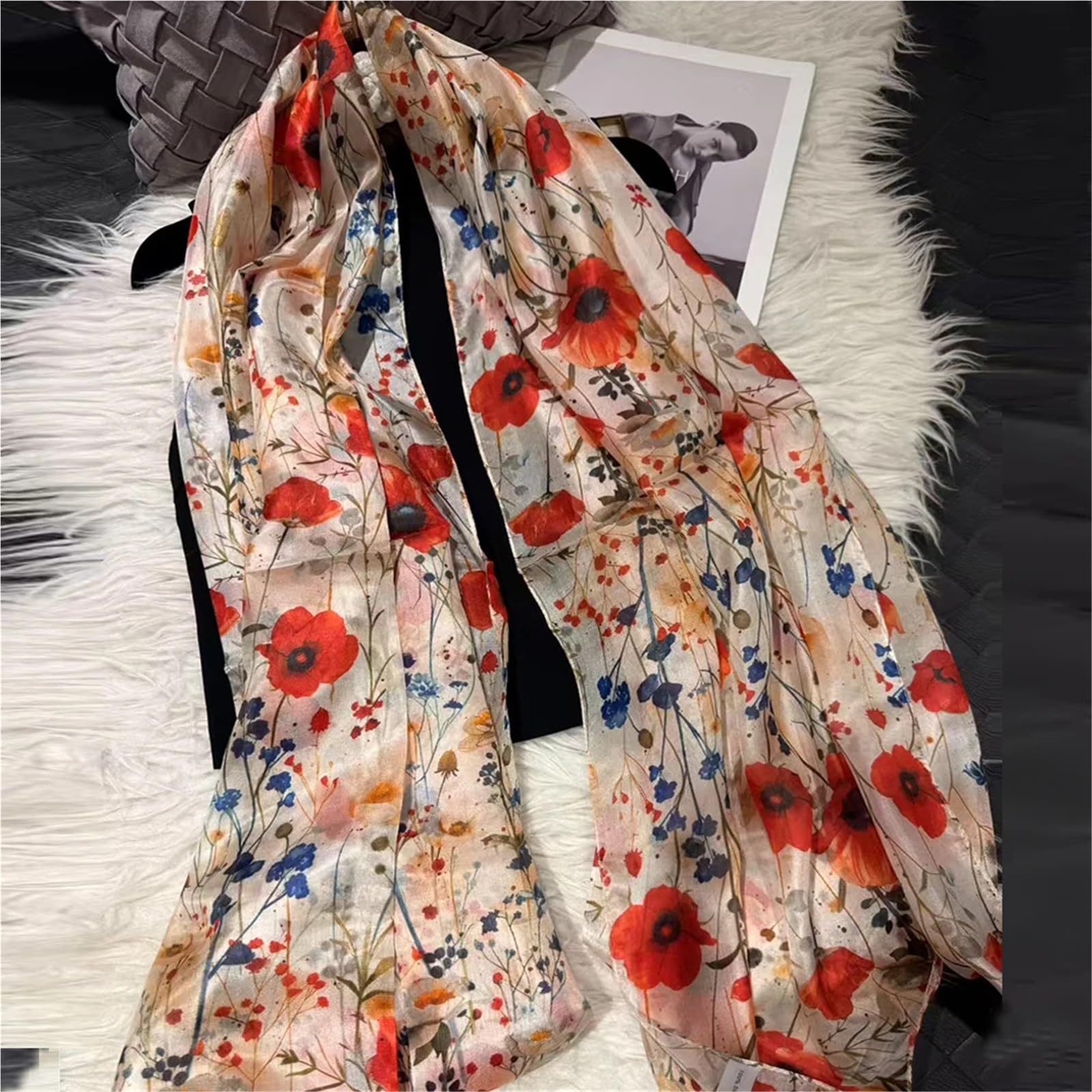 Bufanda de verano Bufanda de seda chal Otoño Invierno diseño Floral mujeres bufandas largas Hijabs verano señoras playa Wrap Foulard