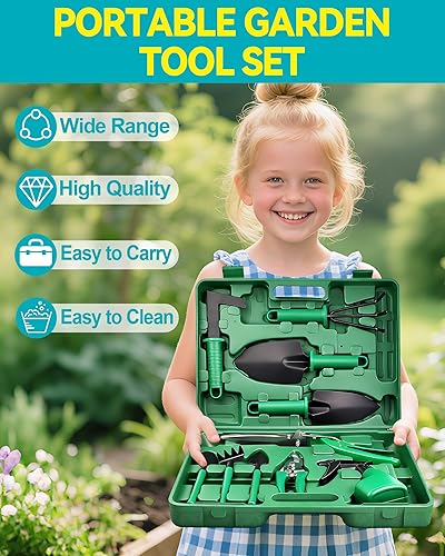 Miniatura 3 de Juego de herramientas de jardín, 10 herramientas de jardinería resistentes, herramientas de mano de jardinería duraderas, juego de herramientas de