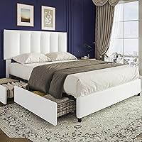 Vista 35 de VECELO - Base de cama tamaño individual con cabecera tapizada, plataforma con soporte de listones de madera de alta resistencia, no necesita somier