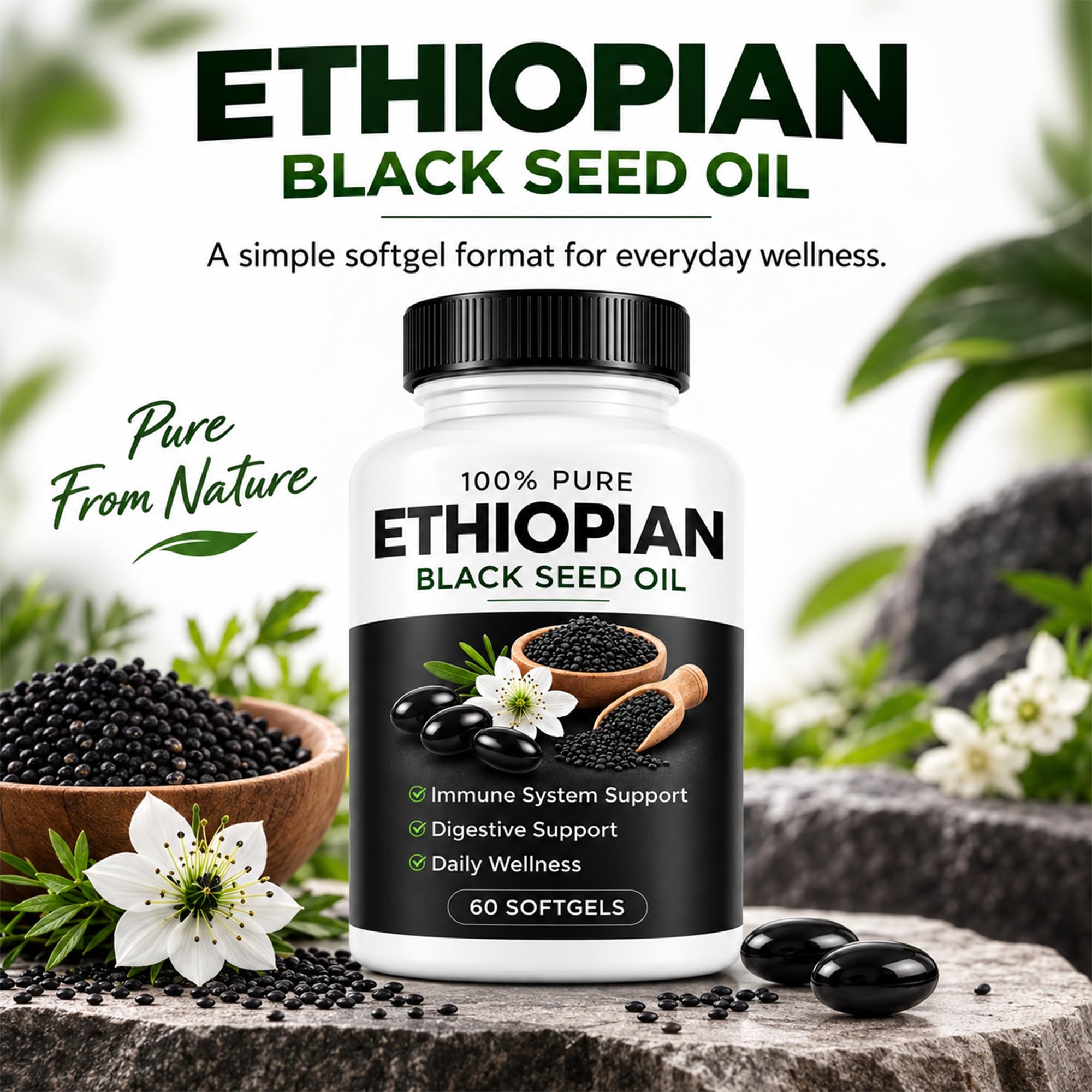 Ethiopian Black Seed Oil Capsules - 4.64% Thymoquinone, 60 Count — Amazon image 2