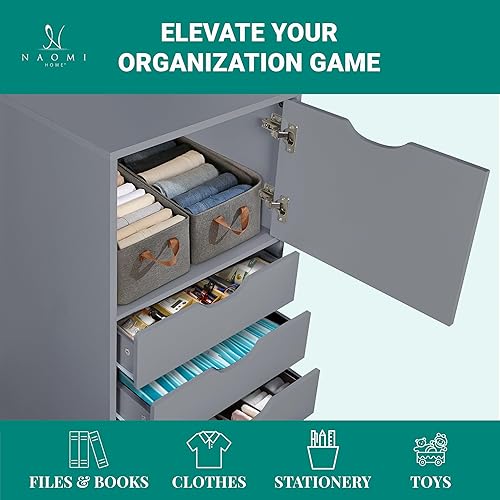 Miniatura 4 de Naomi Home Carly Archivador de almacenamiento de oficina con 6 cajones sobre ruedas, unidad de cajón de almacenamiento móvil, organización de