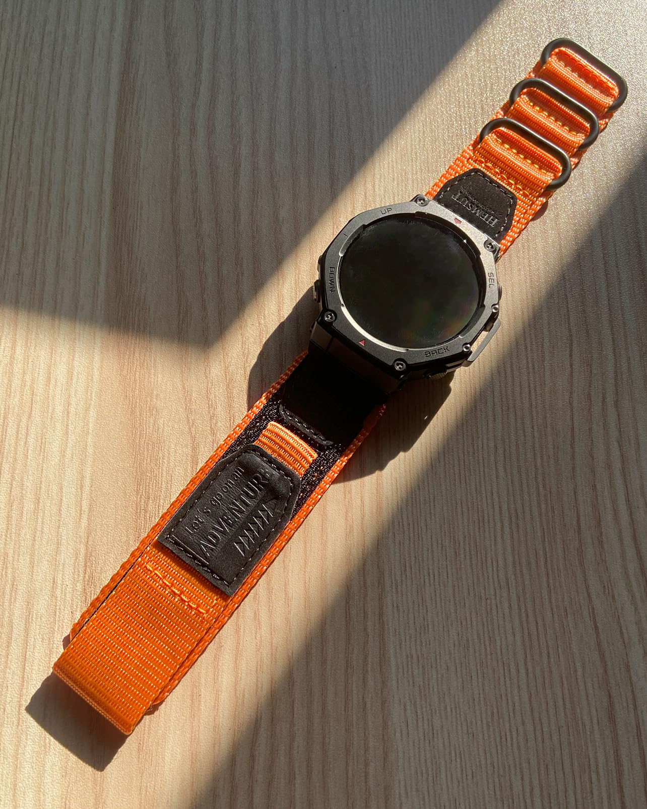 SMITHA Bracelet de montre compatible avec Amazfit Trex 3 / Trex 3 Pro 48 mm - Bracelet de montre en nylon durable avec patch en cuir, 3 boucles réglables en 5 couleurs